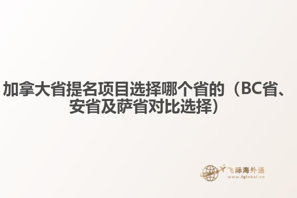 加拿大省提名項目選擇哪個省的（BC省、安省及薩省對比選擇）