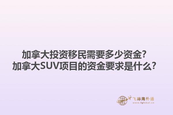 加拿大投資移民需要多少資金？加拿大SUV項(xiàng)目的資金要求是什么？1.jpg