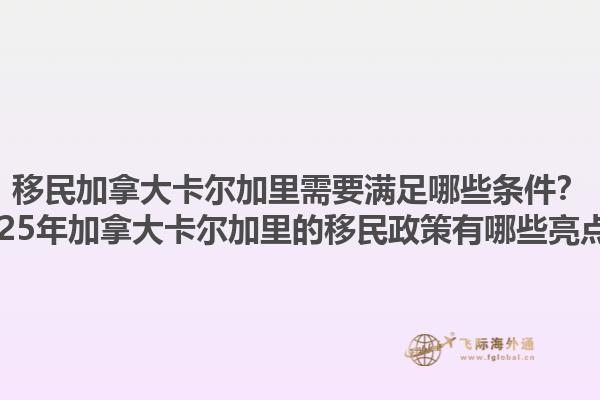 移民加拿大卡爾加里需要滿足哪些條件？2025年加拿大卡爾加里的移民政策有哪些亮點(diǎn)？