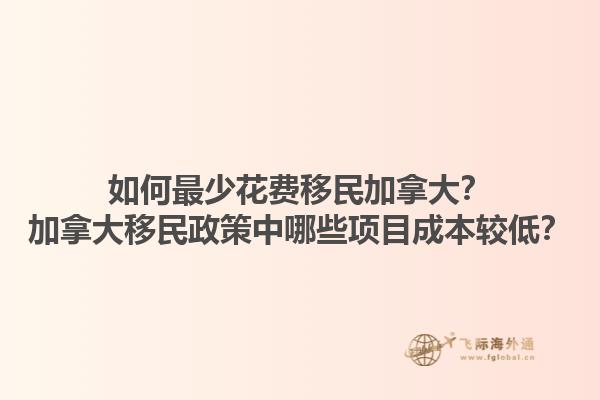 如何最少花費移民加拿大？加拿大移民政策中哪些項目成本較低？