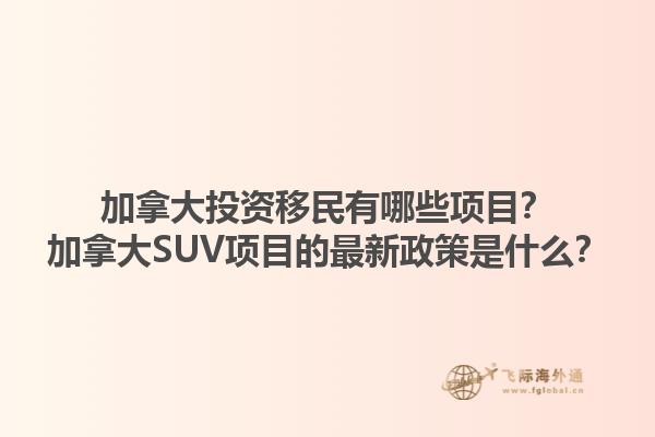 加拿大投資移民有哪些項目？加拿大SUV項目的最新政策是什么？