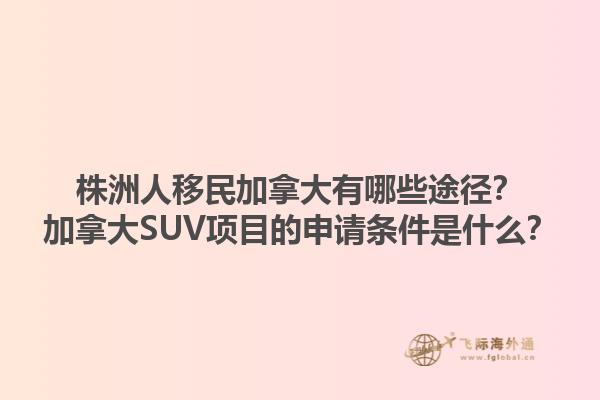 株洲人移民加拿大有哪些途徑？加拿大SUV項目的申請條件是什么？
