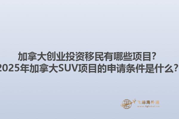 加拿大創(chuàng)業(yè)投資移民有哪些項(xiàng)目？2025年加拿大SUV項(xiàng)目的申請(qǐng)條件是什么？